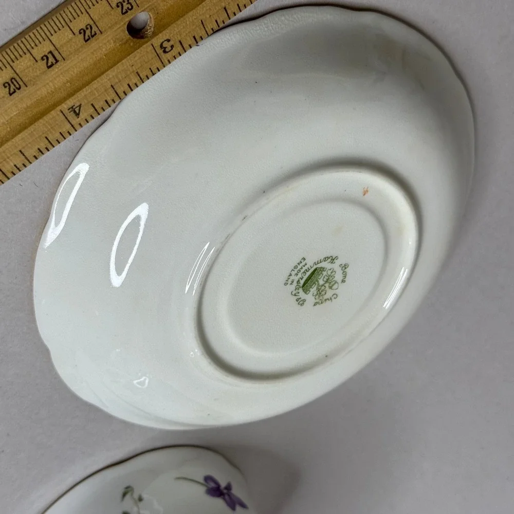 Hammersley Bone China Tea Cup and Saucer Set Purple Violets Gold Trim England